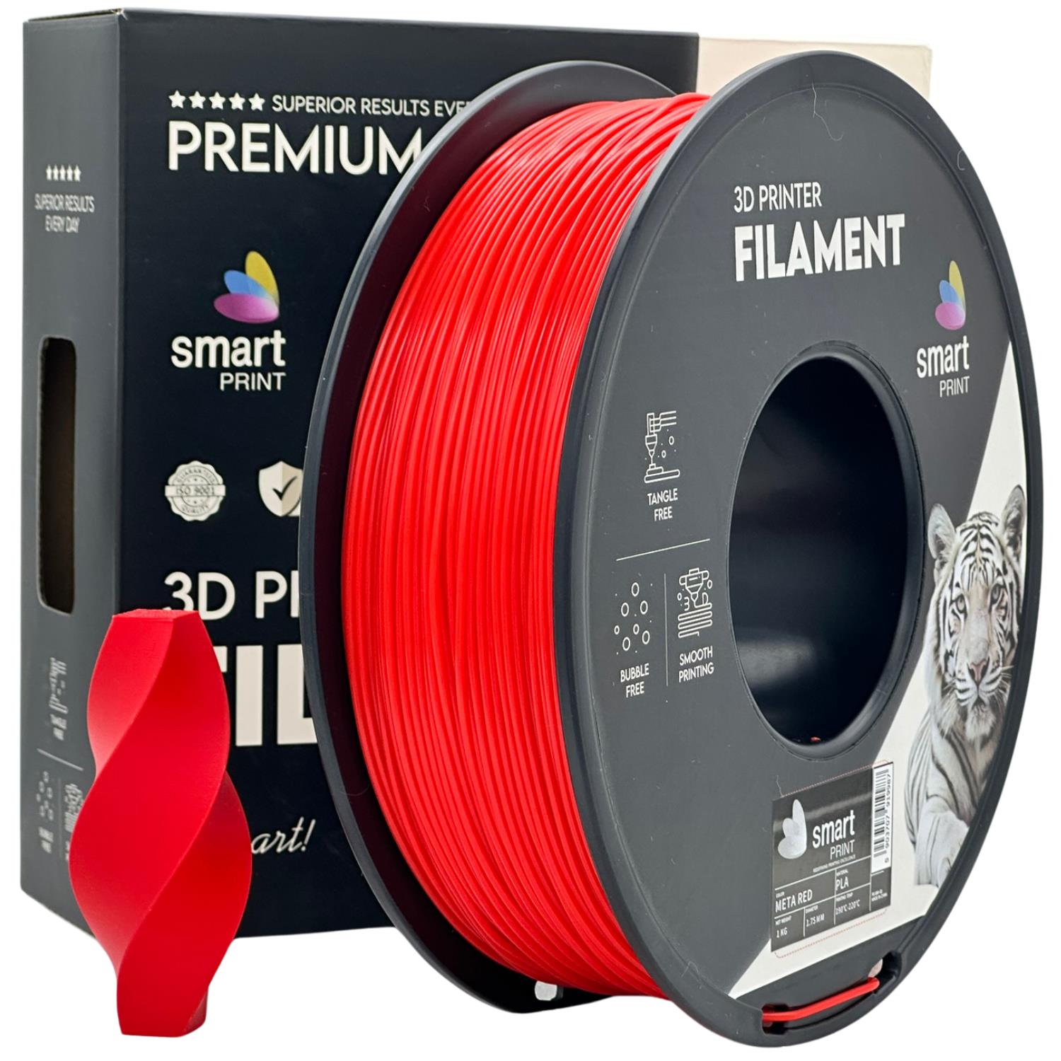 Bobina de filamento PLA META rojo, Smart Print, 1,75 mm