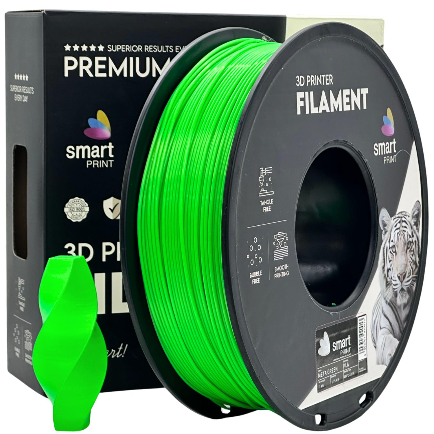 Spool of PLA META green filament, Smart Print, 1.75 mm