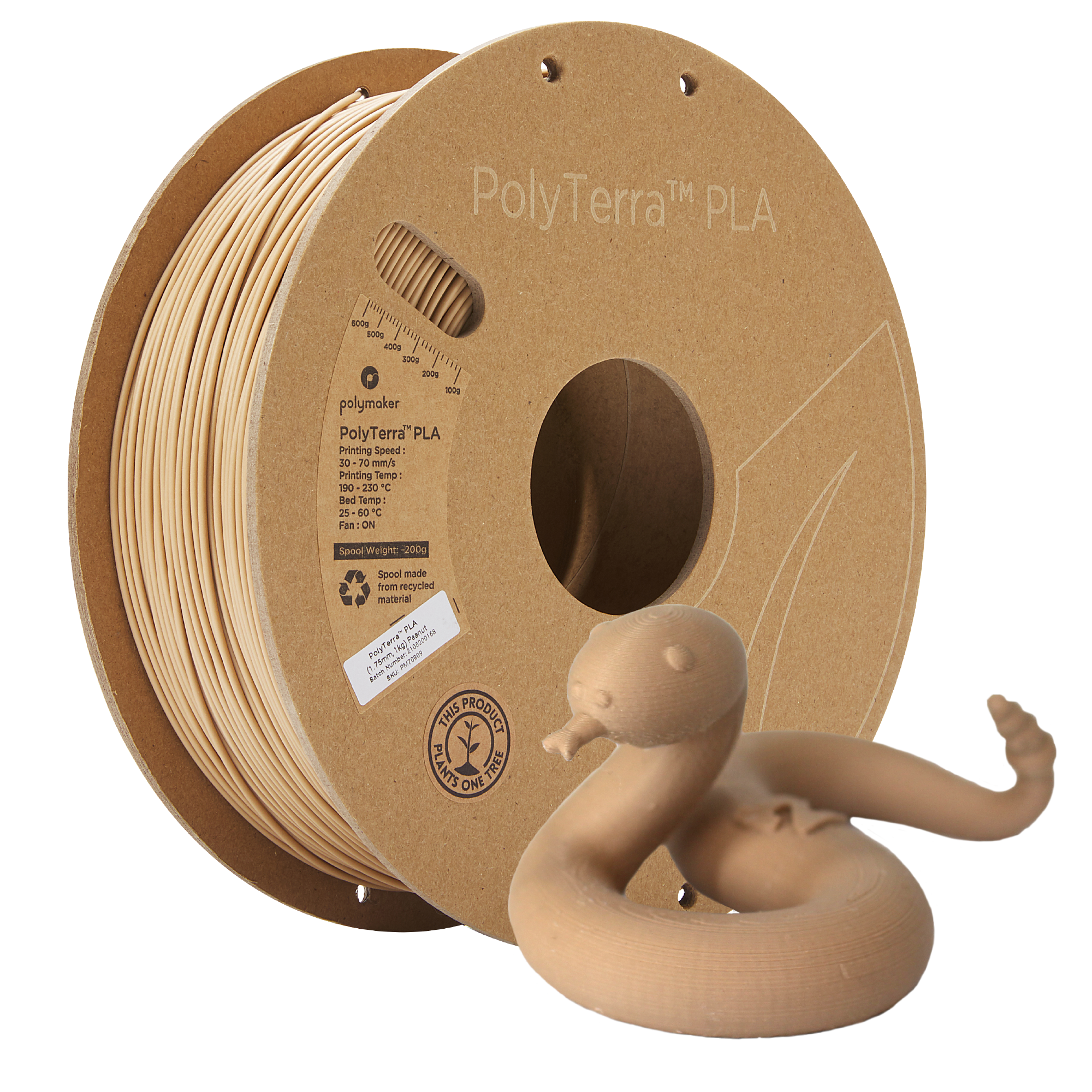 Spool of PLA matte pastel beige filament, Polymaker, 1.75 mm